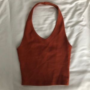 Burnt Orange Topshop Halter Crop Top